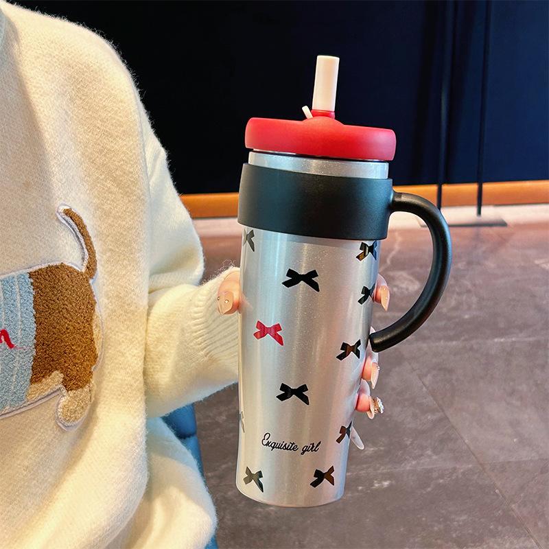 Lock Cylinder Bingba Cup Double-layer Vacuum 316 Stainless Steel Water Cup Car Straw Cup Women's Thermos Cup