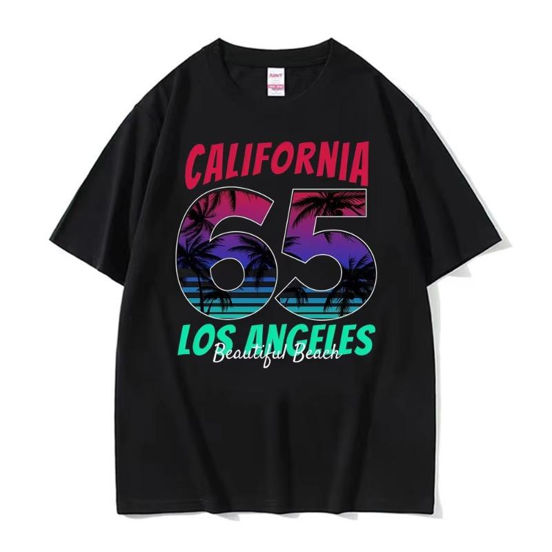 Vintage California Los Angeles Beautiful Beach T Shirt Men Women Fashion Short Sleeve T-shirts Cotton Casual Oversized Tee Shirt