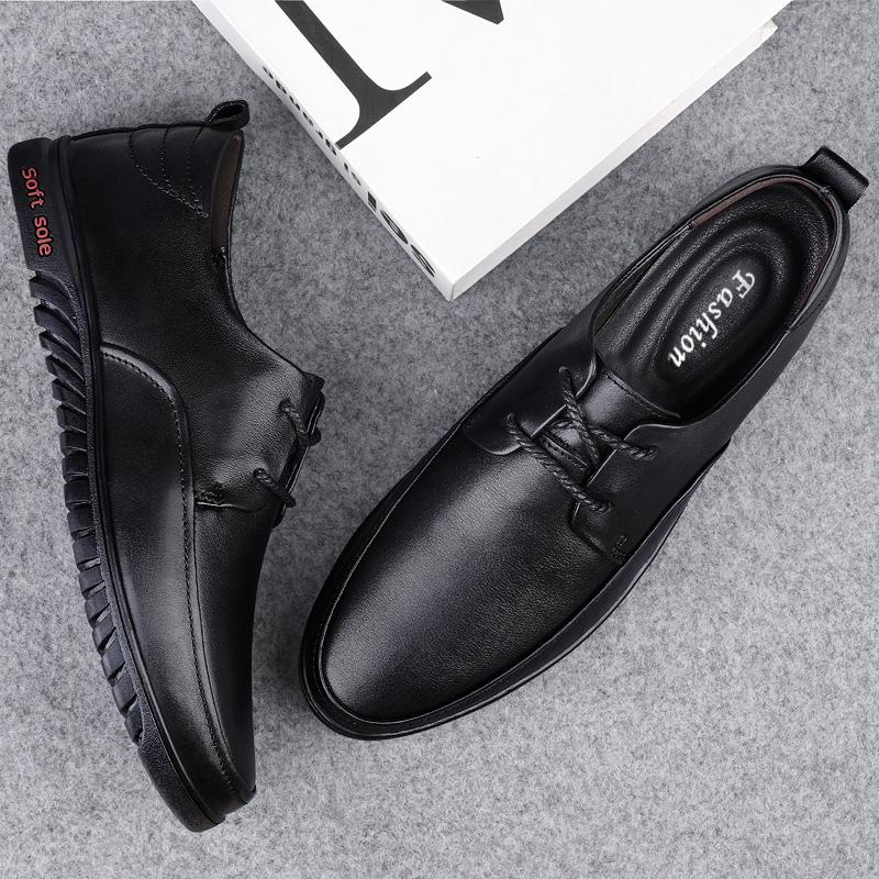 Fashion Genuine Leather Men Business Shoes Fashion Men's Oxford Shoes Lace-Up Male Breathable Casual Shoes Spring Summer  Flats Sneakers