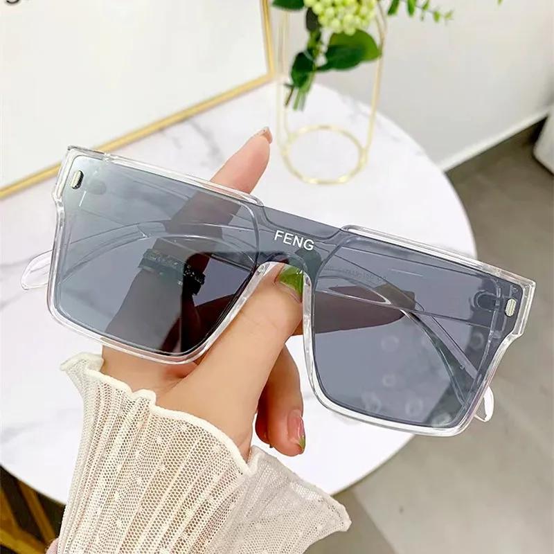 Fashion Oversized Square One-Piece Sunglasses Women Retro Mirror Lens Eyewear Shades Uv400 Men Punk Sun Glasses New