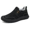 Men Winter Fleece Lined Slip On Outdoor Shoes Non-Slip Thick Rubber Sole Warm Casual Snow Boots Anti-Collision Toe Footwear