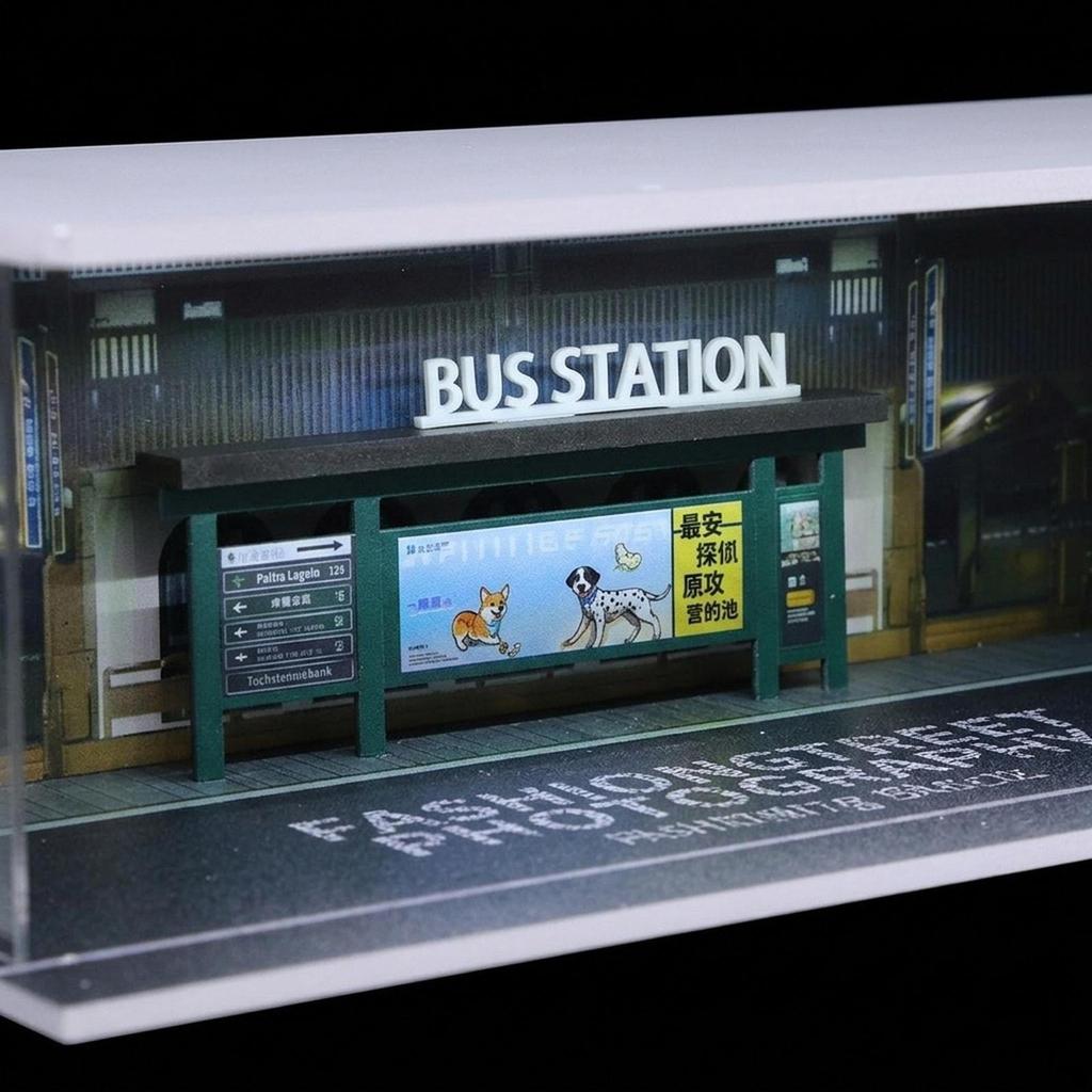 1/64 Modellauto Vitrine Szene Parkplatz Stapelbar mit LED-Lichtern Miniaturstraße