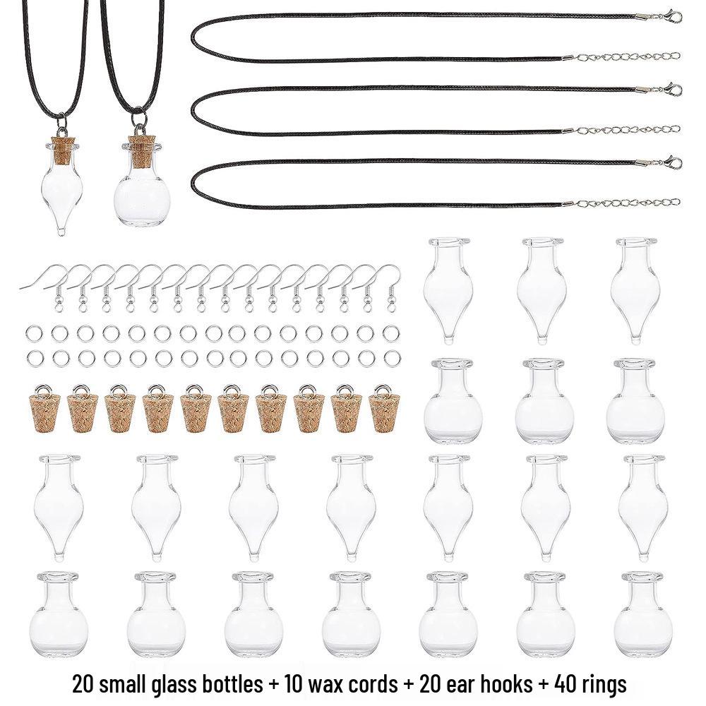 50 Mini Glass Wish Bottles with Corks, Funnel, and Hemp Rope for Decoration