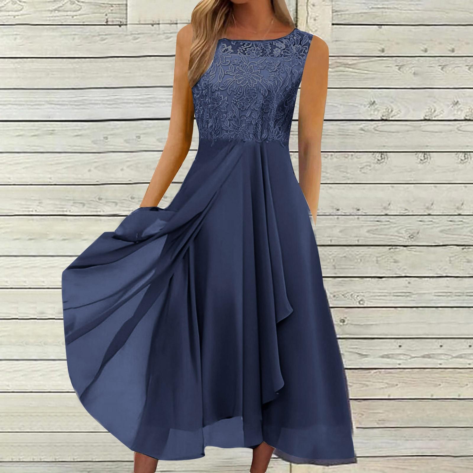 

Женское платье Шифоновое элегантное кружевное лоскутное платье без рукавов с вырезами Вечернее платье подружки невесты M фиолетовый