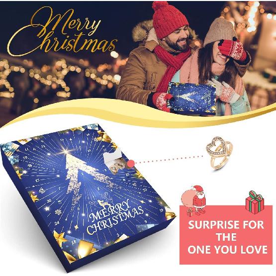 Women's Jewelry Advent Calendar 2024 Christmas, Fashion Bracelet Necklace Ring Earrings, 24 Days Countdown Holiday, Christmas Surprise Gift for Wife,