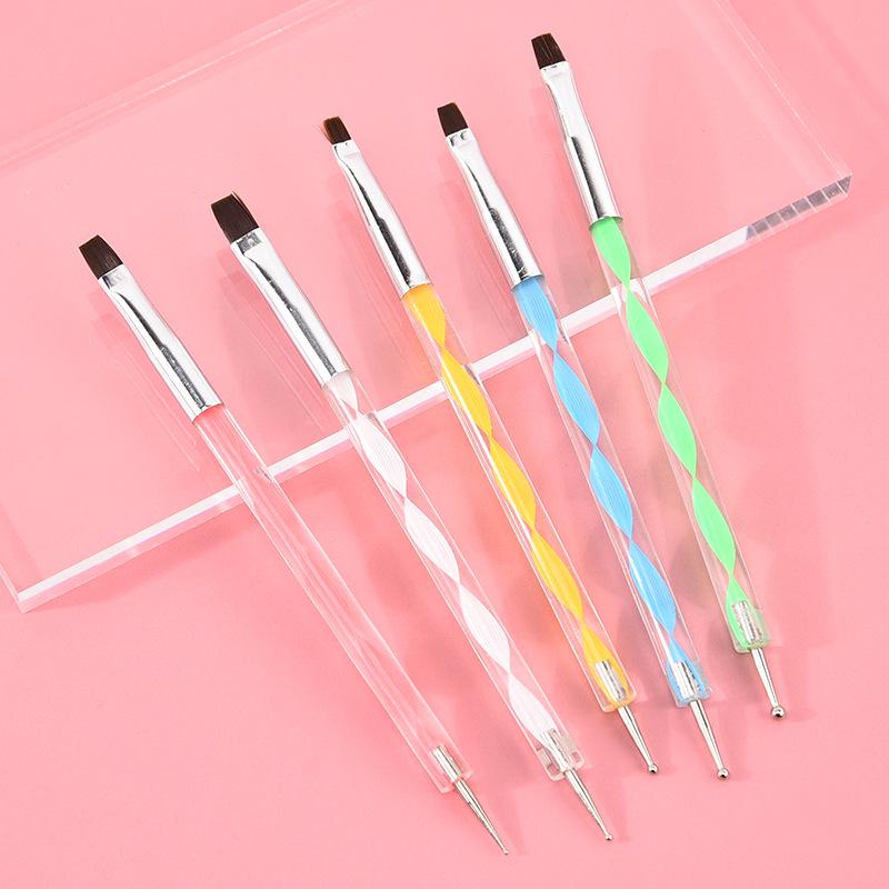 

Stainless Steel Double-Ended Nail Art Pen - Acrylic Dotting & Line Drawing Brush Round Head 5-Piece Set