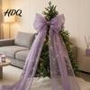 Herbruikbare Polyester Strikken Extra Grote Kerstboom Topper Strik 150 cm Reusachtig Tule met Feestelijke Cadeauverpakking Lange Slinger Organza Gaaslint