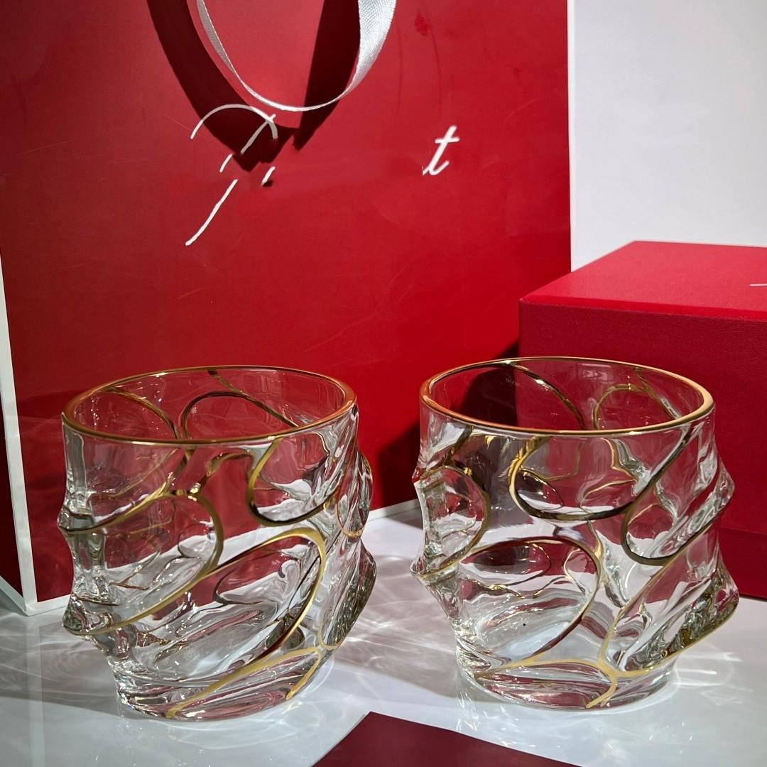 Set of Two Wave-Cut Baccarat Crystal Whiskey Glasses - Ideal Holiday Gift for Couples.