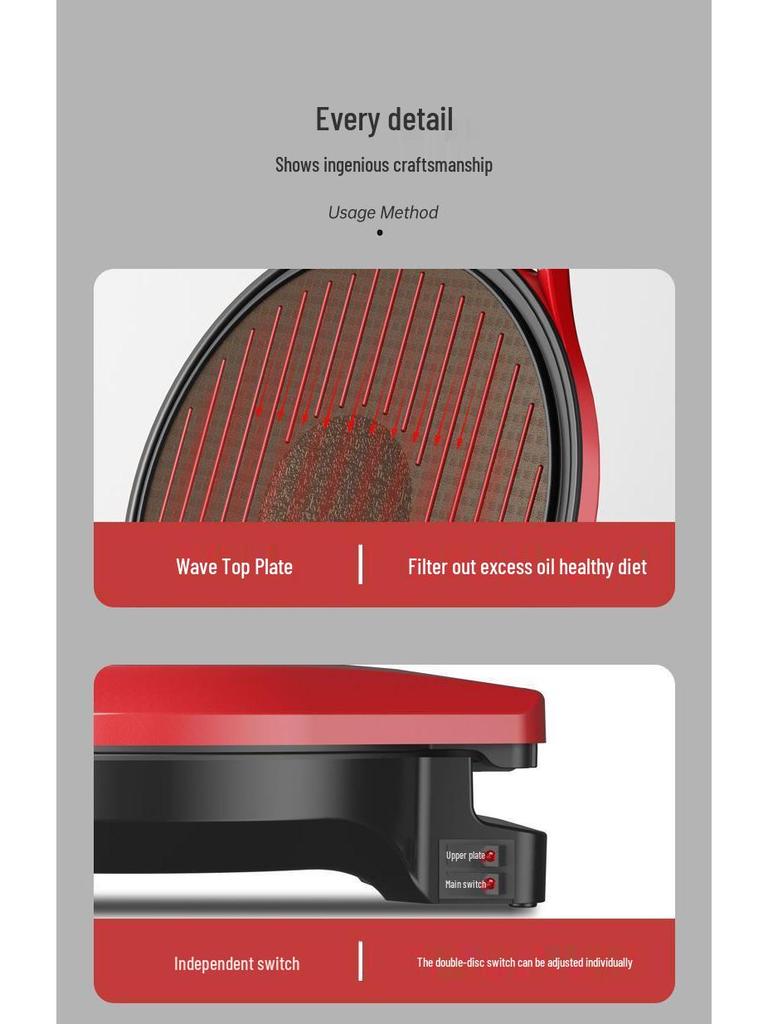 Electric Griddle with Double-Sided Heating: Extra Deep Grill, Barbecue Pot, Baking Pan, and Pancake Maker for Home Use