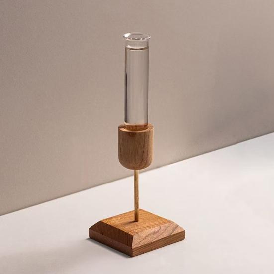 Plant Propagation Station Wooden Stand with Glass Test Tube Vase