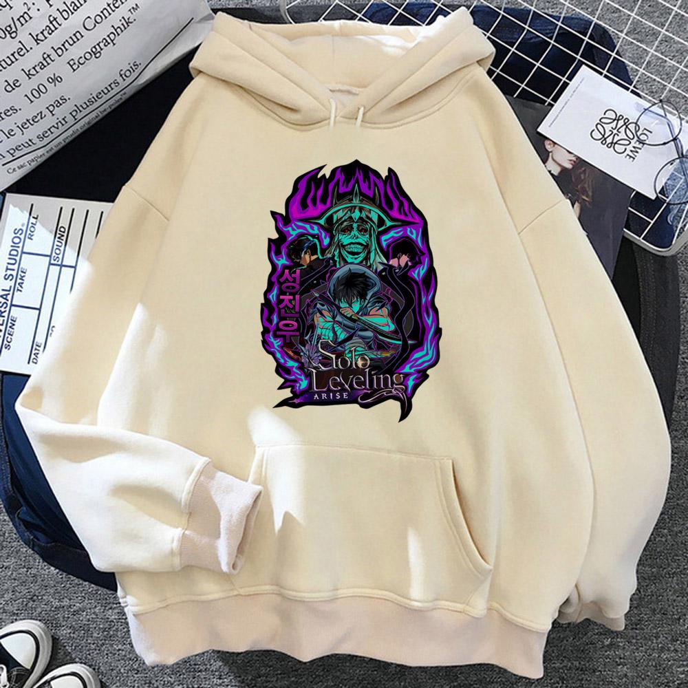 Sung Jin Woo Potisk Mikina s Kapucí Anime Solo Leveling Streetwear Muži Ženy Dlouhý Rukáv Mikiny Harajuku Volná Ležérní Pulovr Mikina
