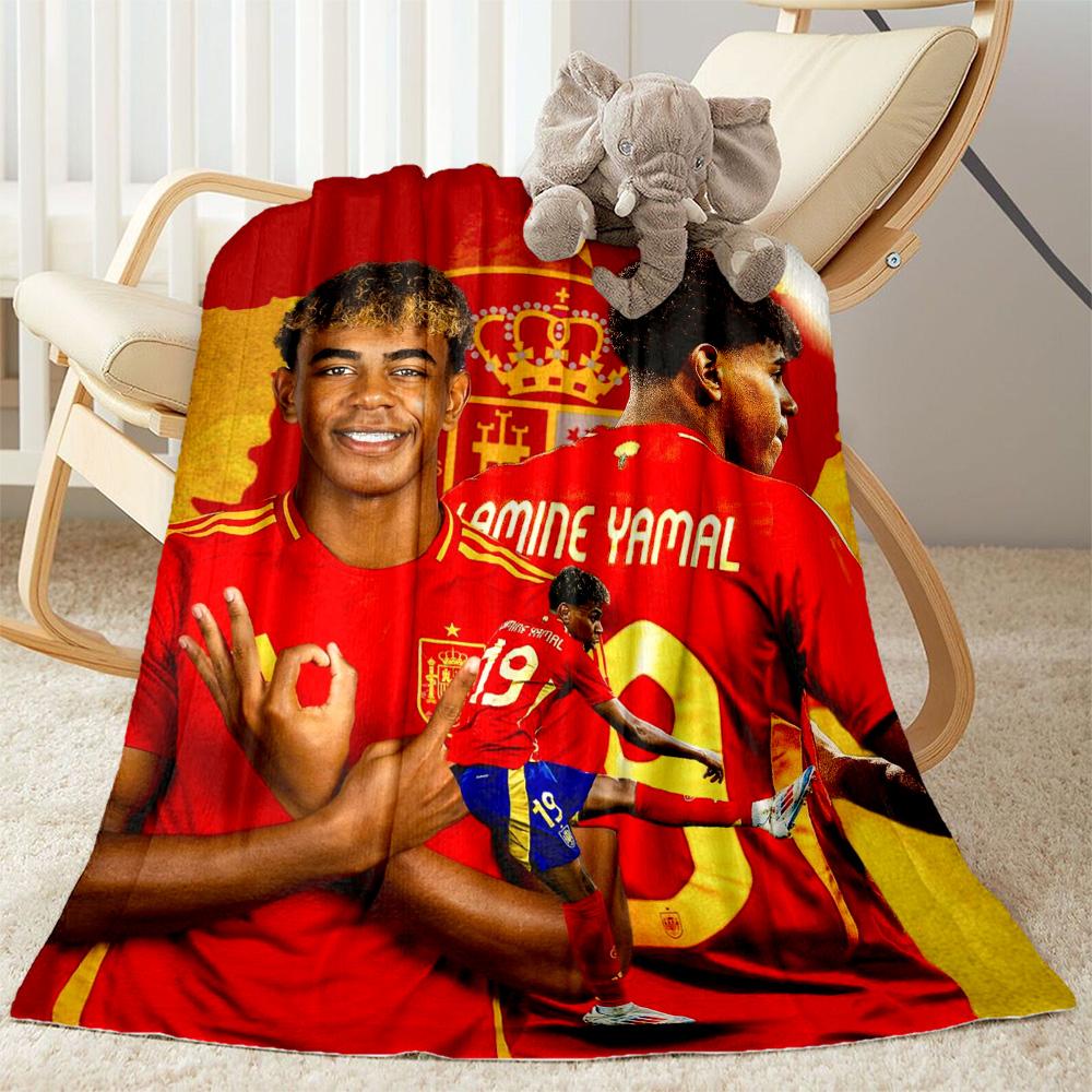 Lamine Yamal's Barcelona Player Action Blanket Durable Comfort Great for Livingroom Bed Chair for All Seasons Modern Birthday Christmas Gift Blanket