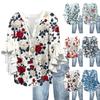 Tops For Women Cute Button V Neck 3/4 Sleeve Blouses Print Top Casual Shirts