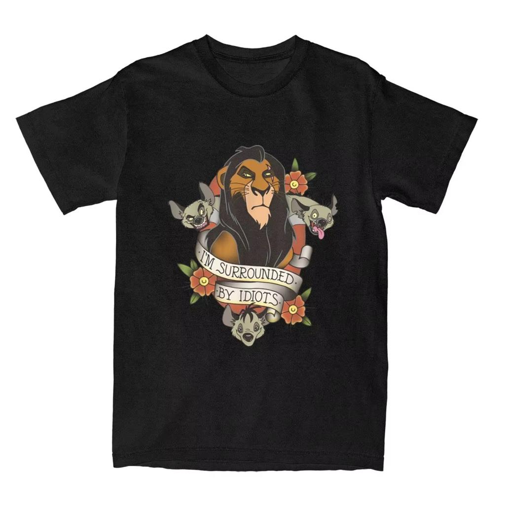 Lion King Scar Pattern Tshirt Unisex Women Cotton Tees Casual Couple Unisex Summer Streetwear Oversized Short Sleeve Tee