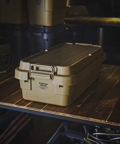 GORDON MILLER 40L Car Trunk Cargo Stacking Storage Box Organizer, Coyote Beige, with Lid, Large Capacity, Suitable for Outdoor Use, 1680033