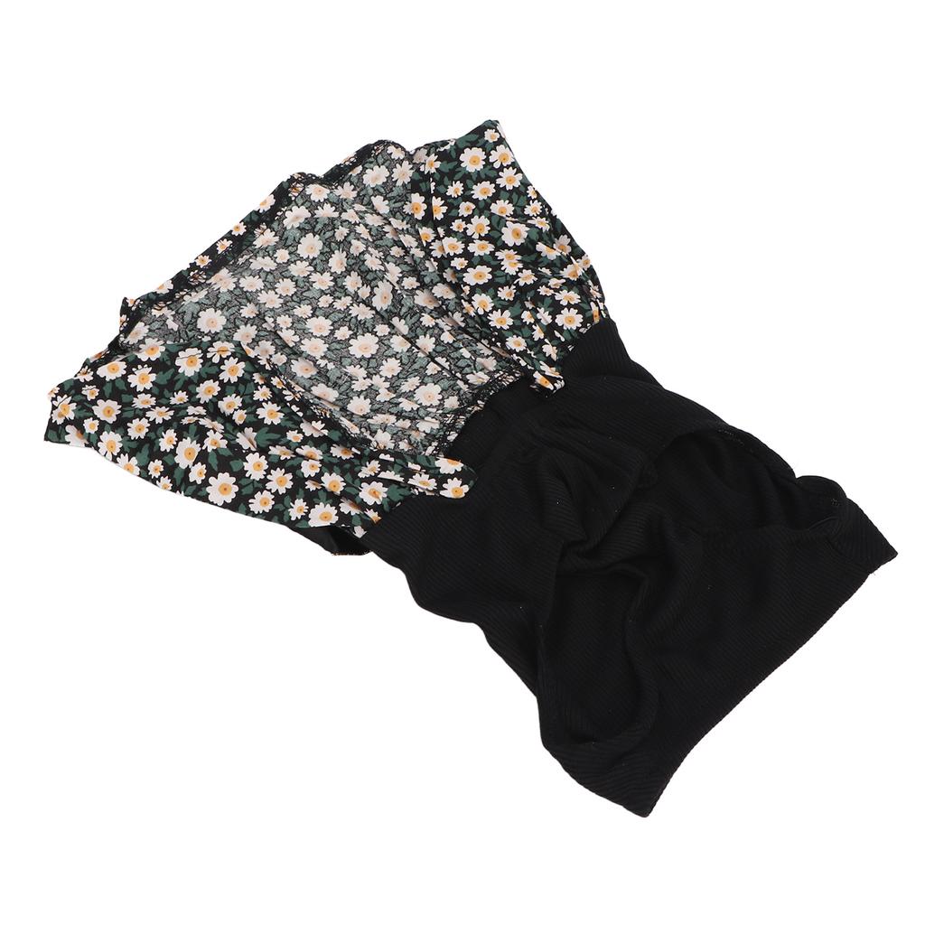 Dog Floral Dress Cute Back Bow Fashionable Spring Summer Pet Princess Dress for Small Dogs and Cats Black