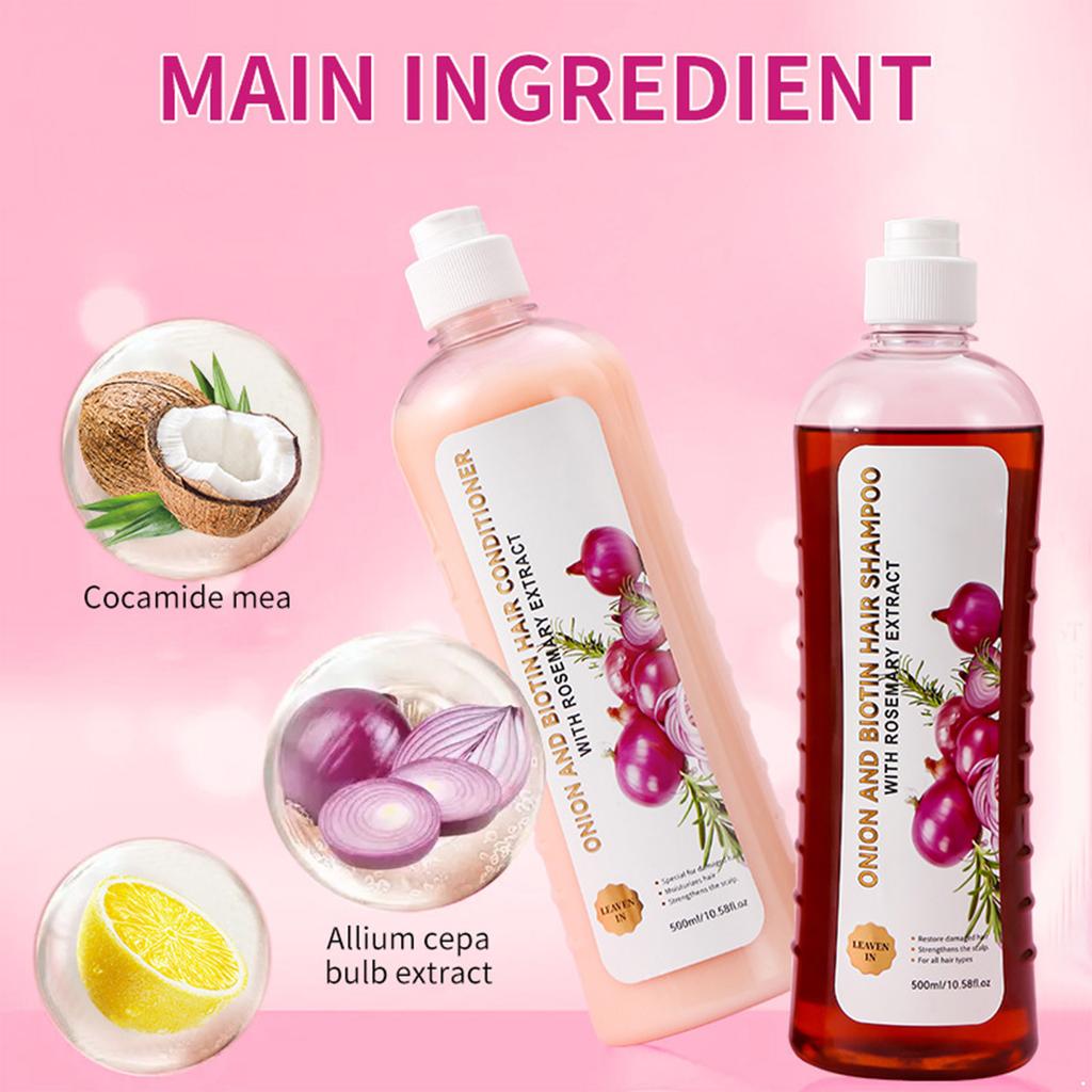 500ml Rosmarin Zwiebel Haarshampoo und Spülung Duo - Tägliche Anwendung für langanhaltende Hydratation und tiefe Nährpflege