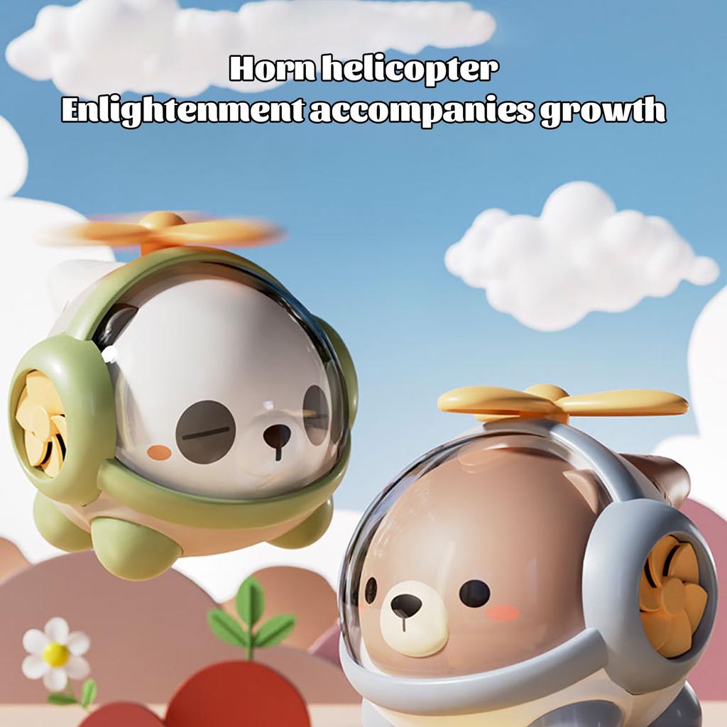Roztomilá kreslená helikoptéra Roztomilá 0-3letá píšťalka Spinning Baby Hračka Rodič-dítě Interaktivní logická hra