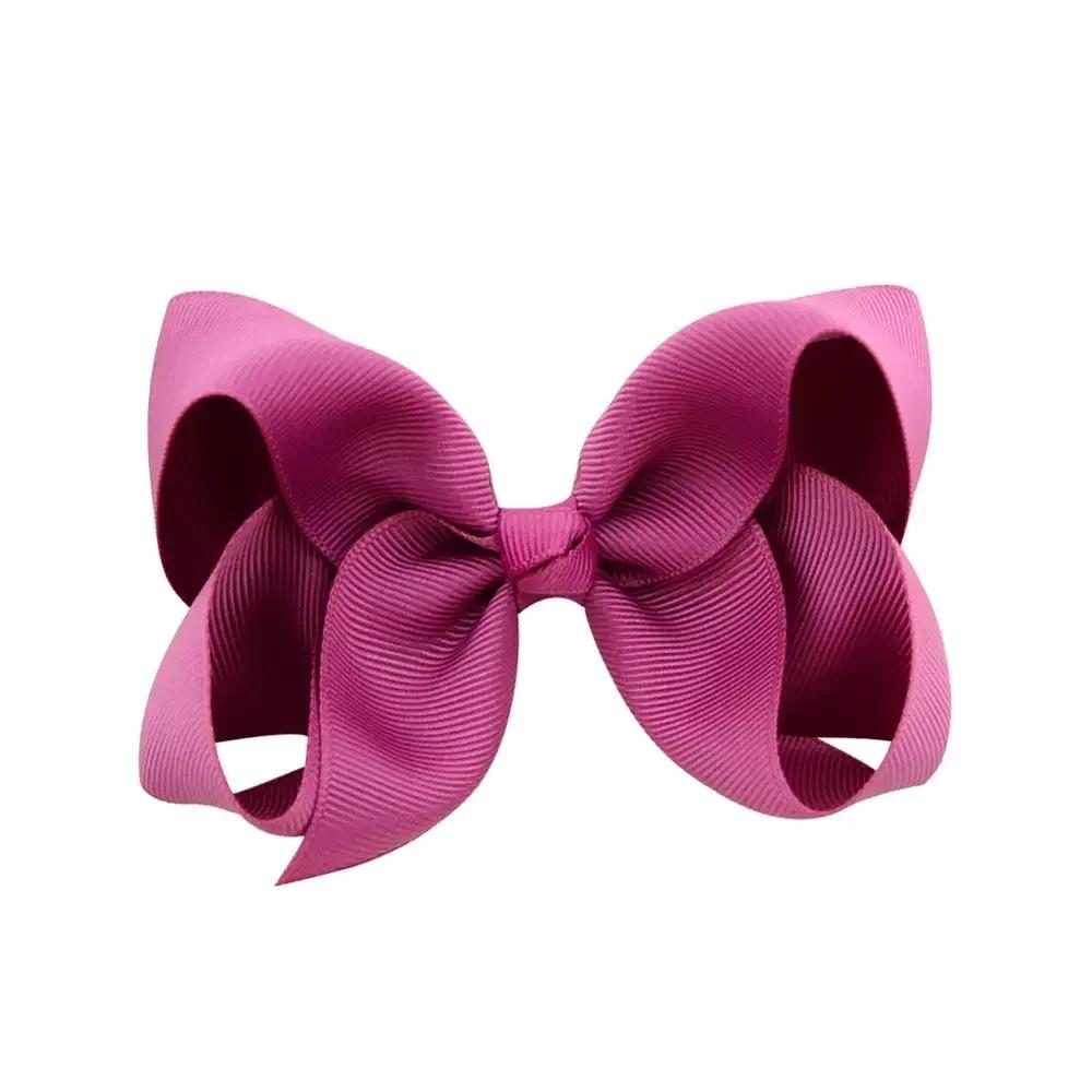 3/4/6/8inch  Boutique Handmade Colorful Solid Ribbon Grosgrain Hair Bow with Clips for Kids Girls Hair Accessories