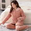 Padded Pajamas Women'S Winter Three-Layer Thickened Velvet Coral Velvet Autumn And Winter Padded Jacket Can Be Worn Outside Loungewear Set