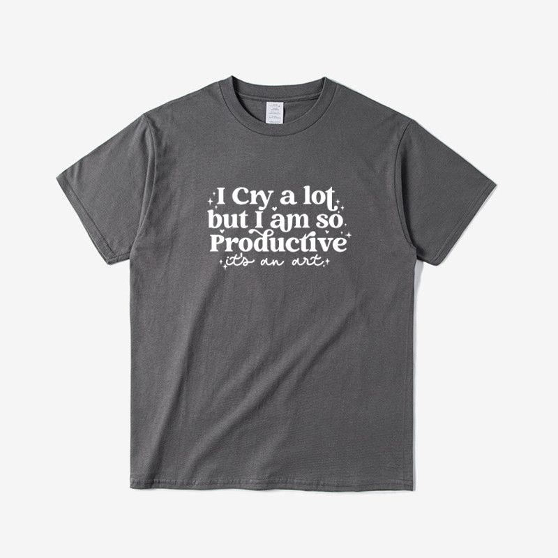 I Cried A Lot, But I Was Very Effective In Mental Health. Men's and Women's Short-sleeved Clothing Y2K TTPD Pure Cotton T-shirt