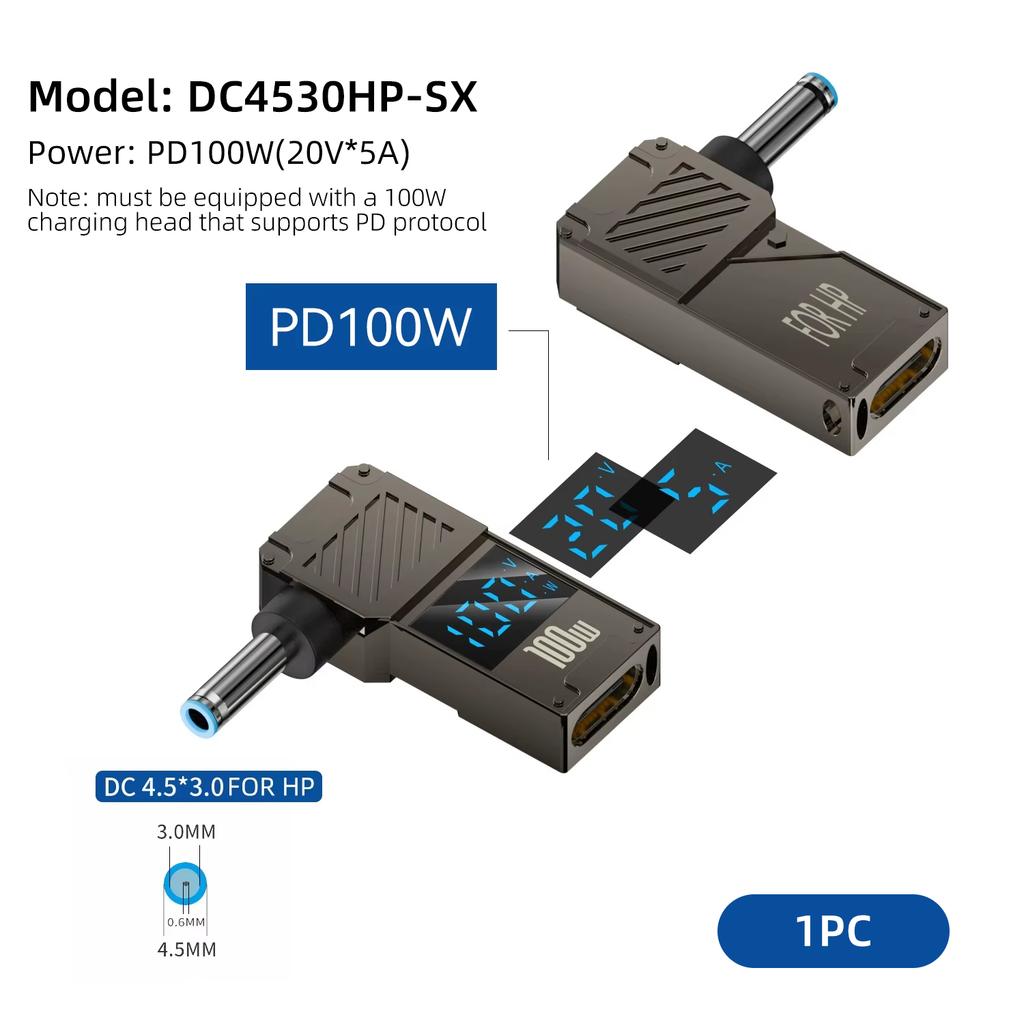 Hobo 100W 5A PD Converter DC To Type C Adapter Laptop Power Charger Supply Jack Plug Converter Female To Male For HP DC Adapter