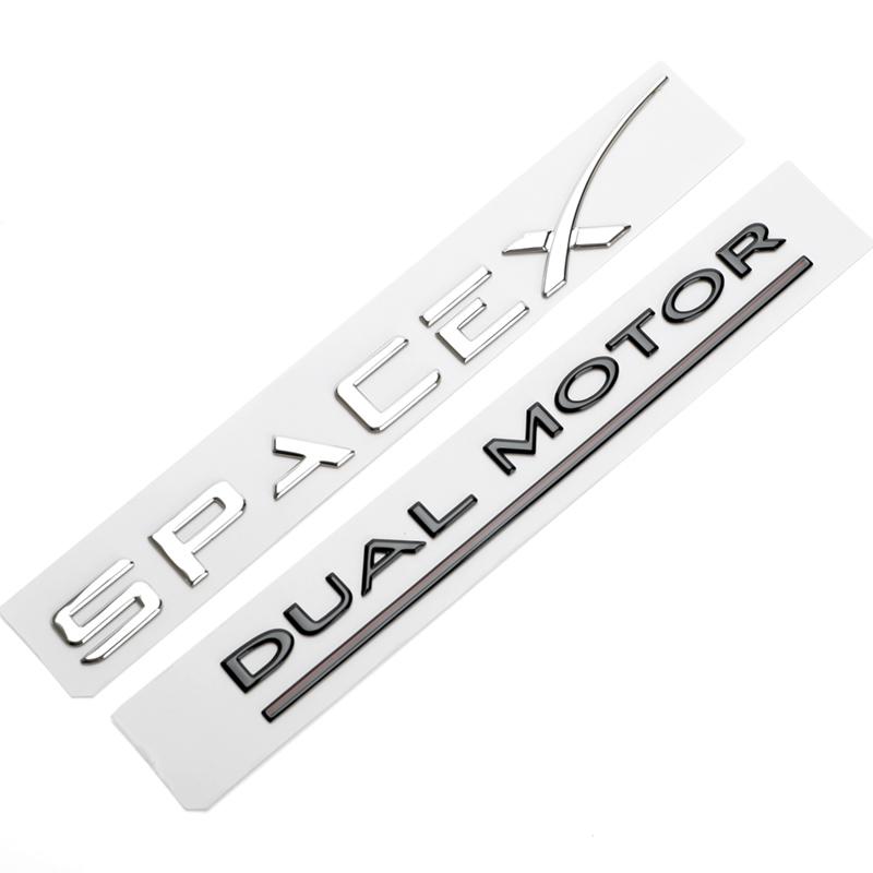 Car SpaceX Dual Motor Sticker Fender Side Decal For Tesla Model Y S 3 X Letters Space Logo Rear Emblem Badge Trunk Accessories