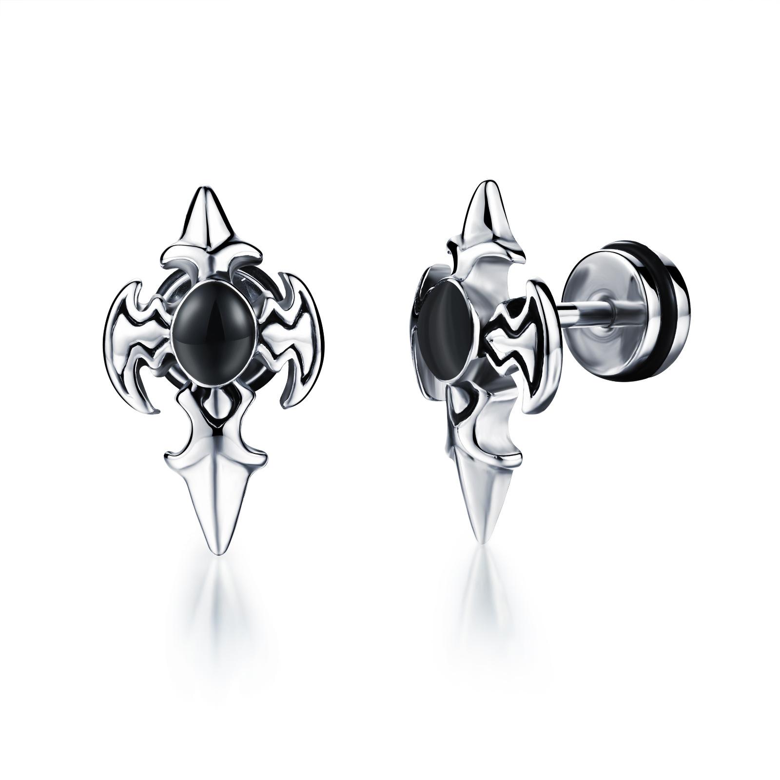 

Unisex Stainless Steel Vintage Gothic Punk Cubic Zircon Stud Earrings for Men Women Hypoallergenic Surgical Steel Jewelry Gifts