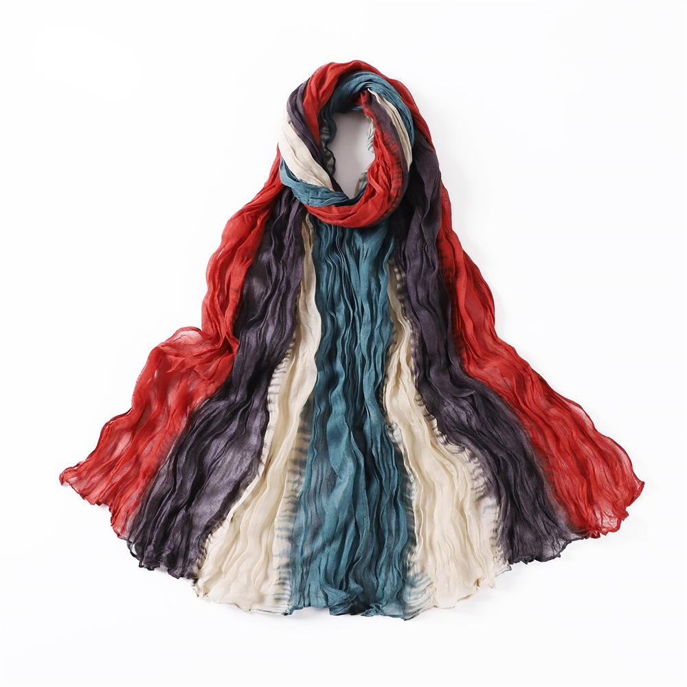 Gradient Voile Crumpled Scarves New Women Scarf Girls Soft Sunscreen Outdoor Breathable Thin Shawl Summer Female Wrap Shawls