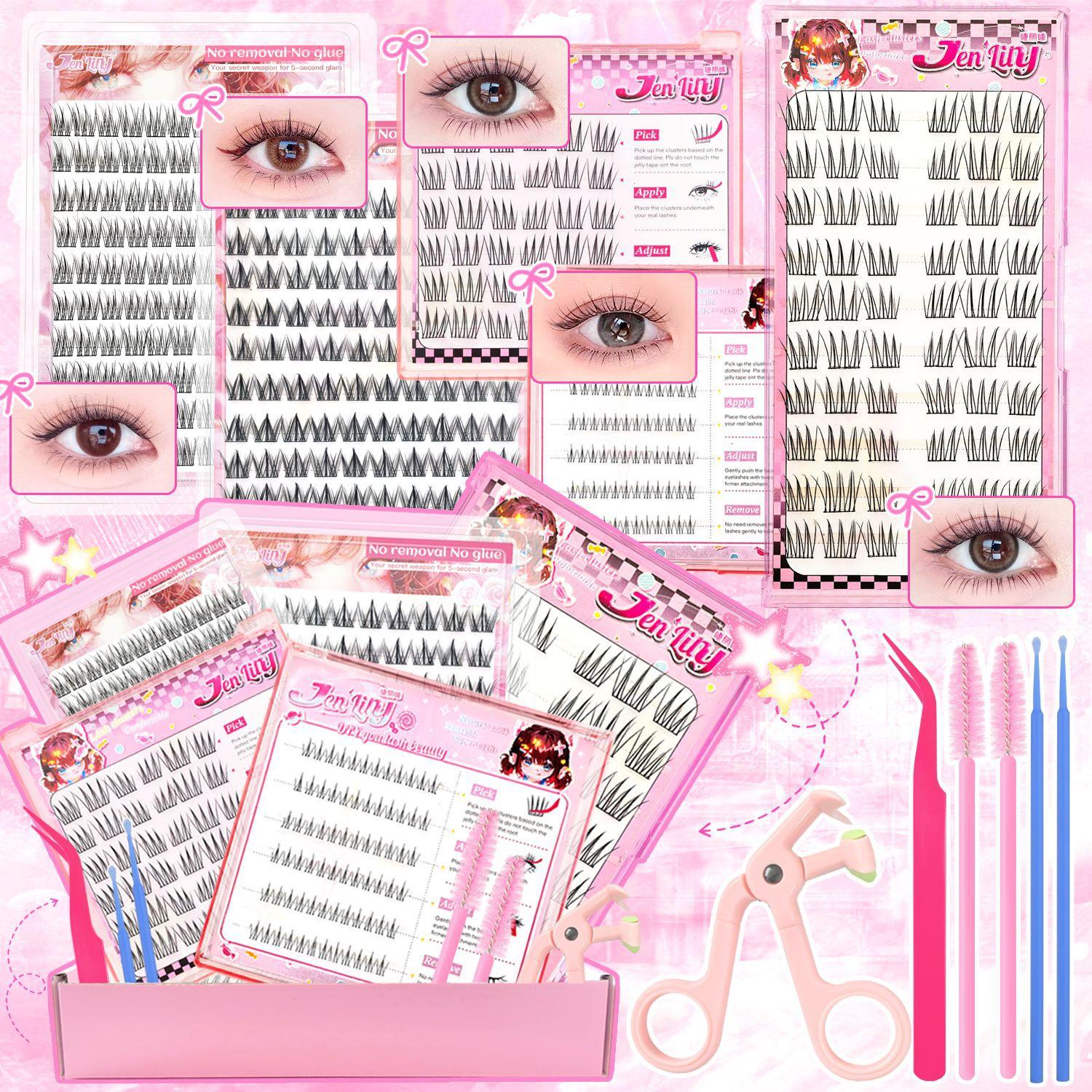 Cross-border False Eyelash DIY Semi-Hand Made Segmented Hair Natural Black Cotton Band Large Capacity for Eyelash Book Set Mix&PAPER&Crisscross&D