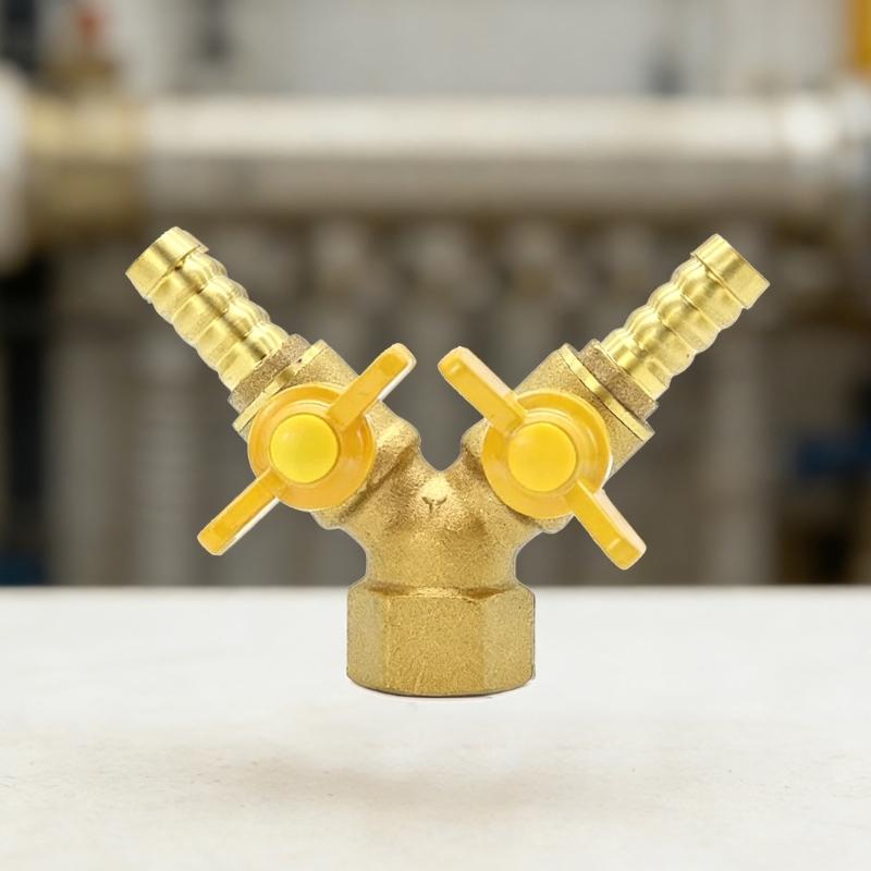 Brass 2 Way Tap Adapter Garden Irrigation 2 Way Double Tap Hose Adapter Adjustable Control Faucet Connector Adapter