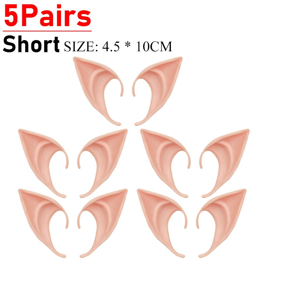 3-10Pair Cosplay Elf Ears Halloween Latex Fairy Angel Elf Masquerade Party Costumes Halloween Party Decor Supplies Photo Props