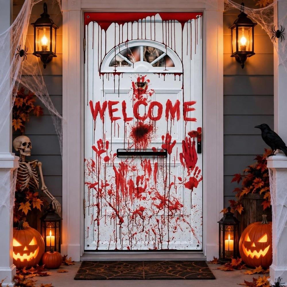 Realistic Halloween 2D Door Banner Rectangular Halloween Background Banner  Front Door