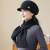 Old Lady Rabbit Fur Warm Knitted Hat Female Mother Plus Fleece Basin Hat Grandma Wind and Cold Scarf Glove Hat
