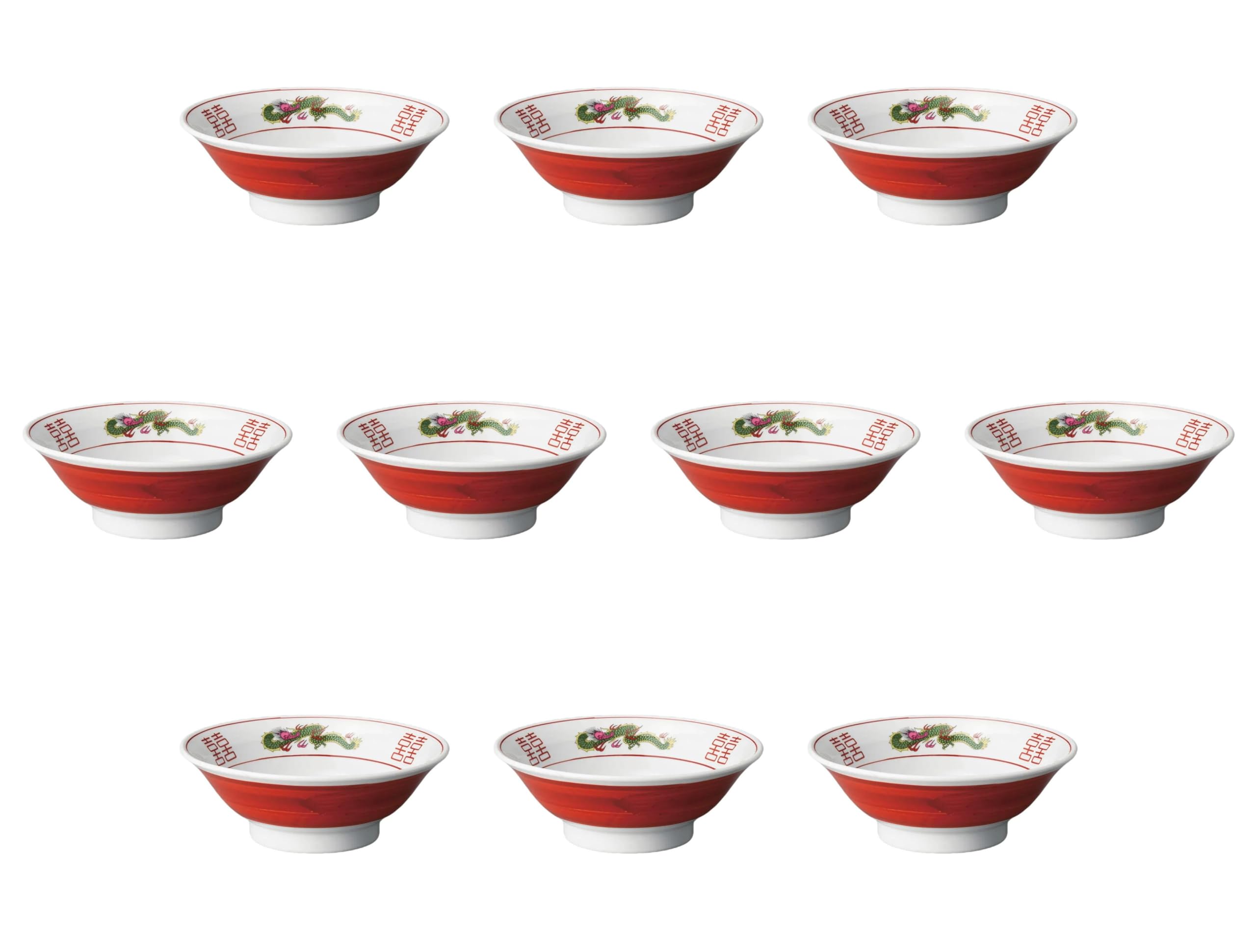 

Set of 10 Red Rolled Three Dragon Rim Bowls x Ramen Bowls by Setomonohonpo 6.8 [20.4 7.4 cm]