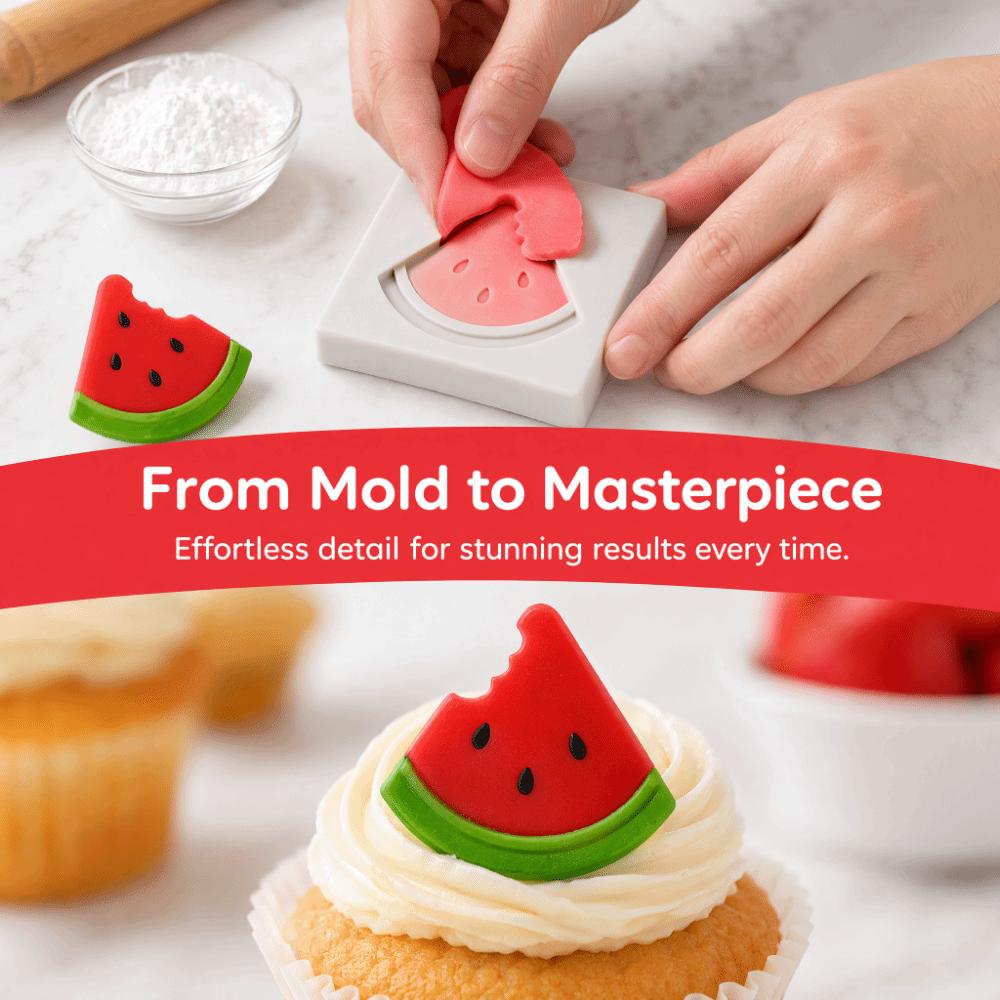 Washable Silicone Mould Watermelon Slice Fruit Silicone Mold Dessert Mould  Fondant Cake Decorating