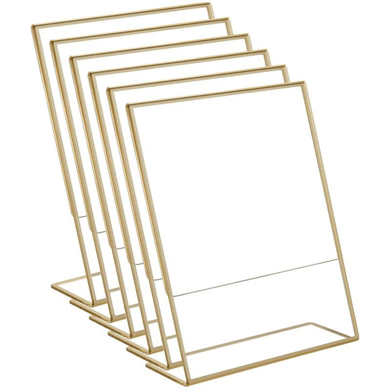 BHBL 10PCS Acrylic Gold Frame, Slanted Back Table Sign Holder for Wedding Table Card Restaurant Signs Photos