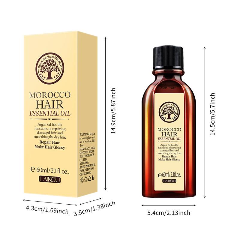 

Эфирное масло для ухода за волосами LAIKOU Moroccan 60 мл, кондиционер для разглаживания сухих и вьющихся волос 60ml