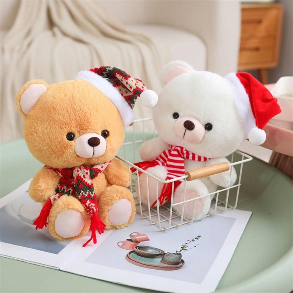 Wear Christmas Hat Christmas Series Plush Toys Bear Plushies Doll  Christmas Party Decor