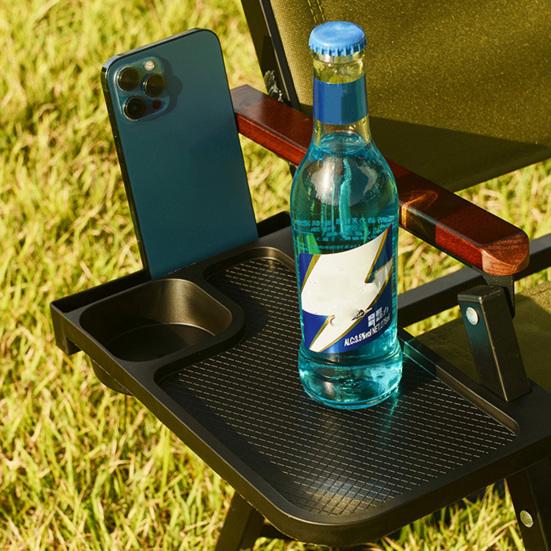 Campingstol Hylle med koppholder Køyeseng Nattbord Utendørs Snack Organizer Hvilestol Sidebrett Campingtilbehør