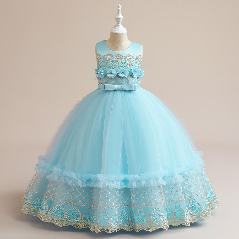 2024 New Style Mesh Princess Formal Dress for Girls 120 cm