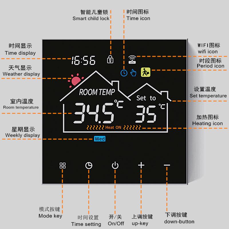 Tuya Smart WIFI Temperature Controller AC90~240V 3A/16A for Electric Underfloor Heating/Water/Gas Boiler Thermostat