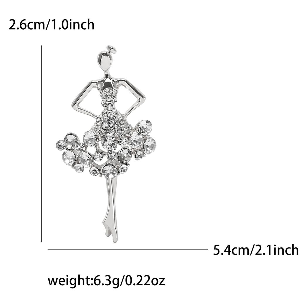 Alloy Rhinestones Dancing Girl Brooch High-End Temperament Women'S Suit Coat Corsage Jewelry Pin