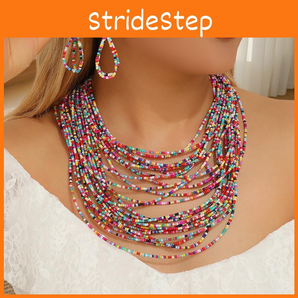 Beaded Women Glass Jewelry Set Multilayer Circular Design For Office Casual Use