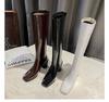 Boots Children's Autumn and Winter New Thick Heel High Heel High Knight Boots Thin Patent Leather Square Head But Knee Boots
