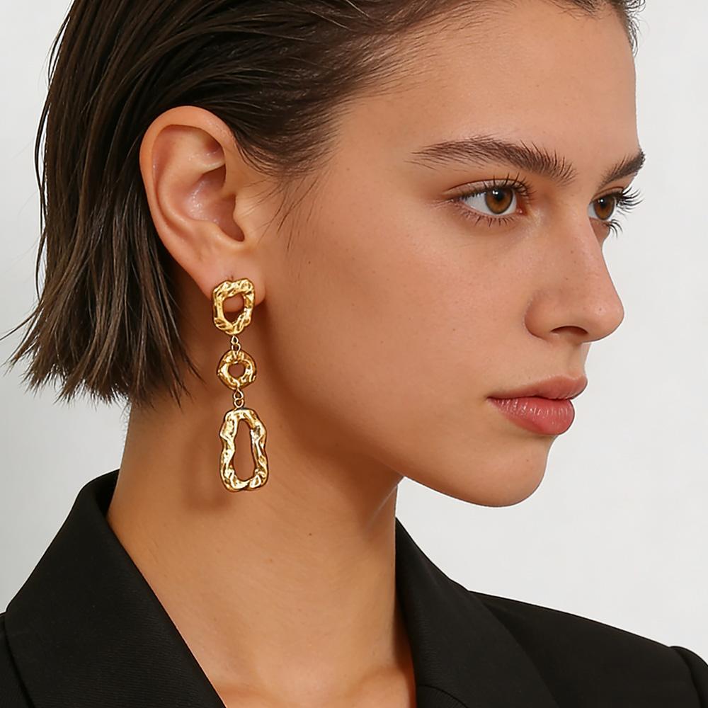 MamacitaSlay 316L Stainless Steel Spiral Irregular Dangle Earring 18K Gold Plated Waterproof Jewelry For Women Trendy Earrings