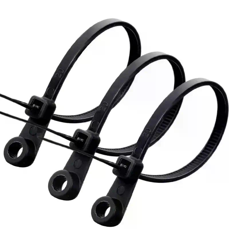 Organizer 100pcs Screw Hole Cable Ties Reusable Fixed Nylon Self-locking Cord Straps Fastening Loop Office