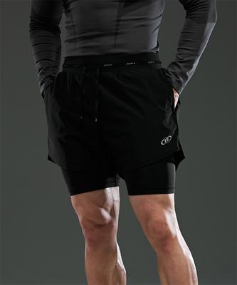 BORN TO WIN Symbol B Active 2 In 1 Shorts [Black]