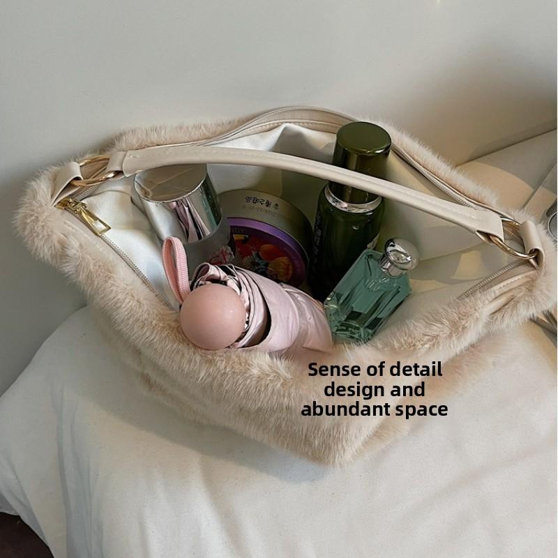 New Large Capacity Fluffy Tote Bag for Women Fashi Simple Leisure Shoulder Bag Comfortable and Versatile Texture Commuting Bag