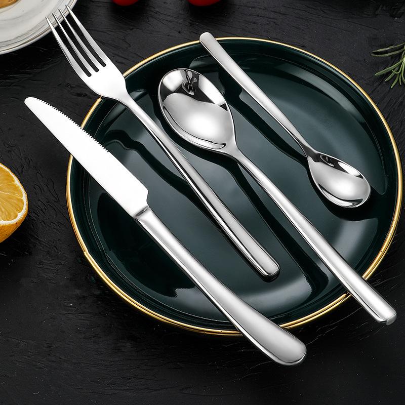 304 Stainless Steel Silver Western Tableware Knife Fork Spoon Cutlery Thickened Kitchen Utensils